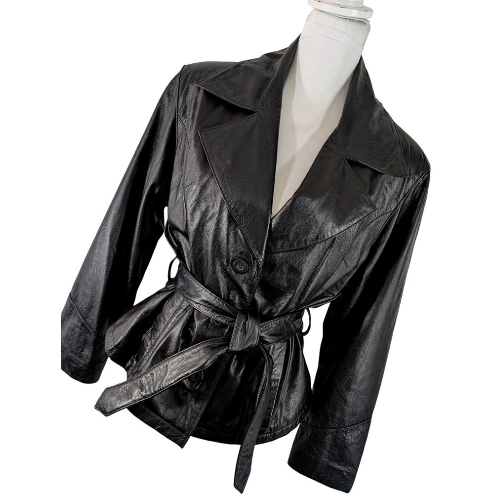 WILSONS LEATHER! LUXE BLACK SUPER SOFT, SUPPLE GENUINE LEATHER BELTED JACKET! M